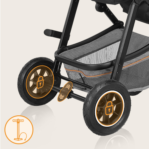 lionelo Amber 3 w 1 Black Silver — Wózek wielofunkcyjny
